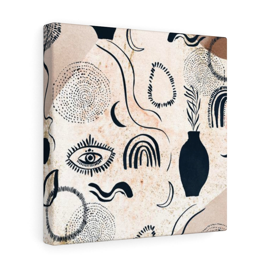 MYSTICAL WALL CANVAS ART | Beige Navy Blue Boho Eyes