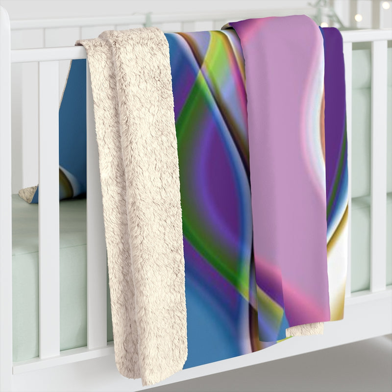Abstract Comfy Blanket | Blue Purple Green Swerve Lines