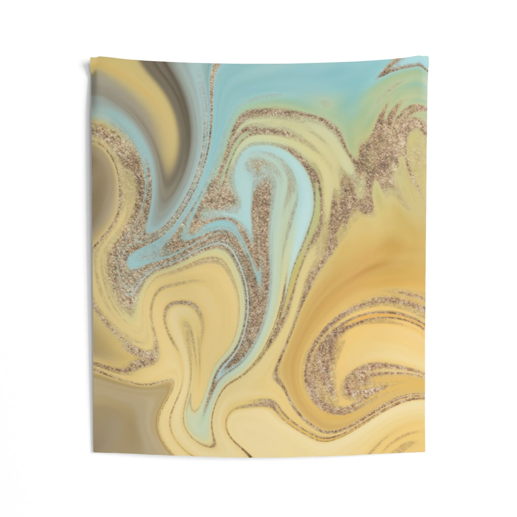 Abstract Tapestry | Teal Yellow Gold