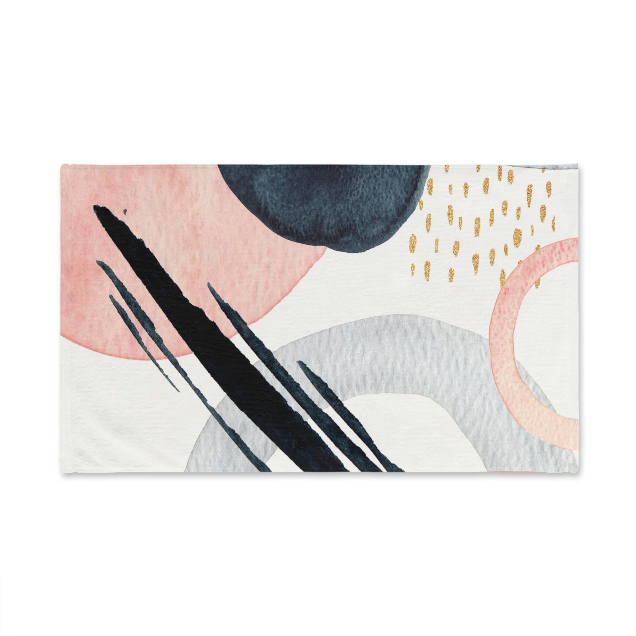 Kitchen, Bath Hand Towel | Abstract White Blush Pink, Navy Blue