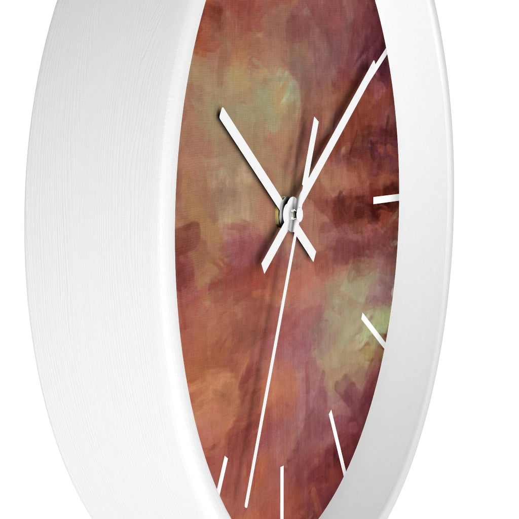 Abstract 10" Wood Wall Clock | Rust Brown