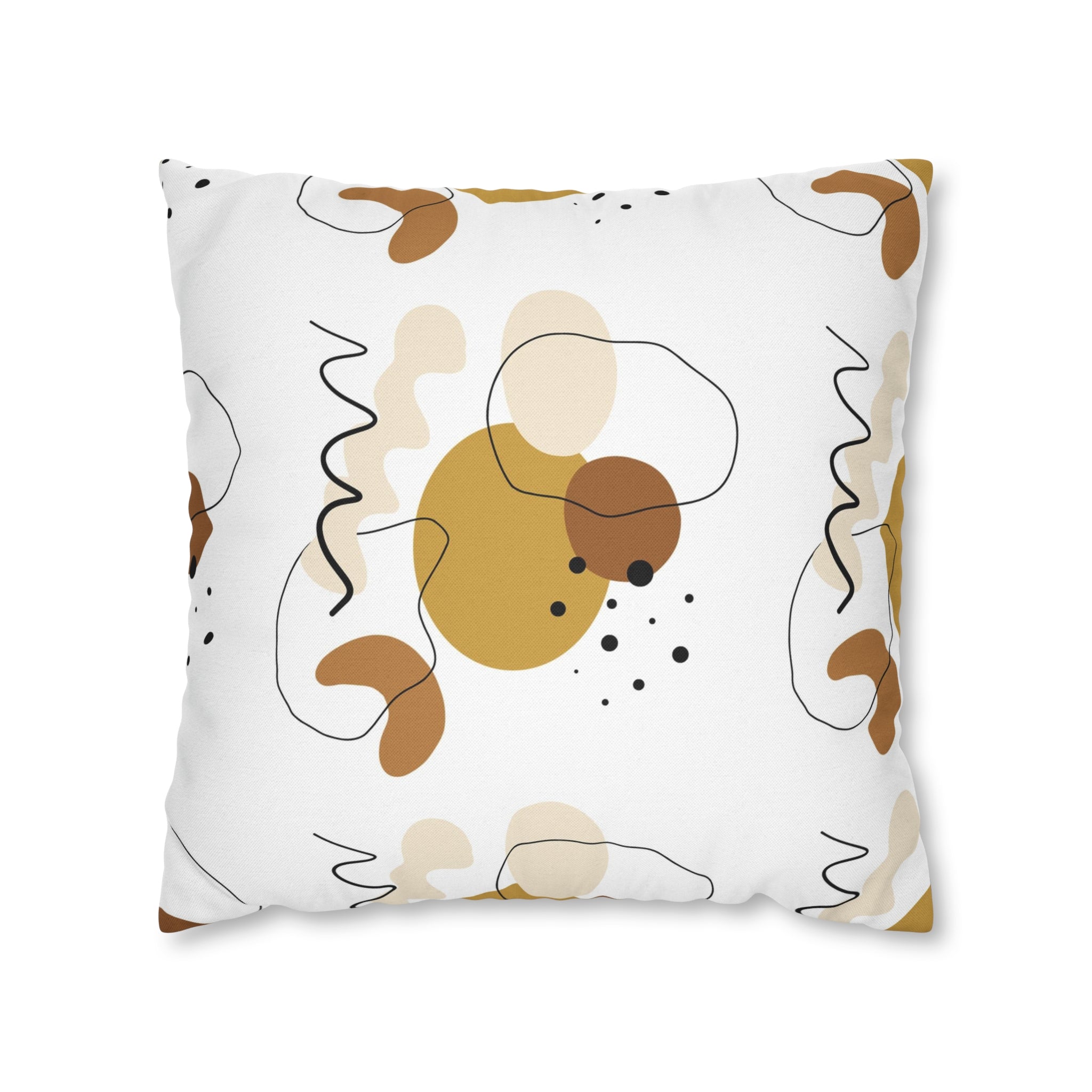 Abstract Boho Pillow Cover | White Beige Black Beige