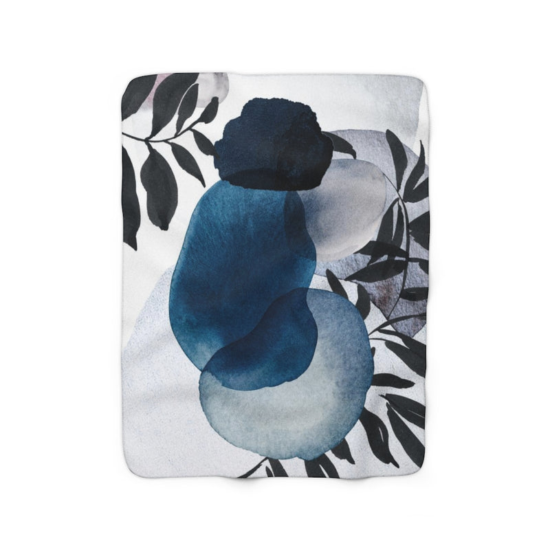 Abstract Boho Comfy Blanket | Ink Floral Navy Blue