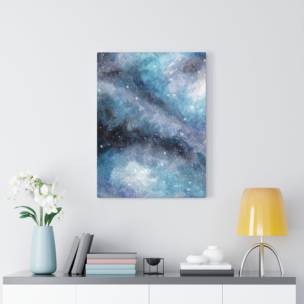 Abstract Canvas Art | Blue Navy Celestial Sky