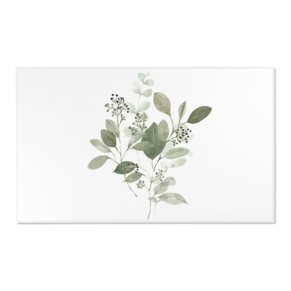 Floral Area Rug | White Delicate Garden Leaves