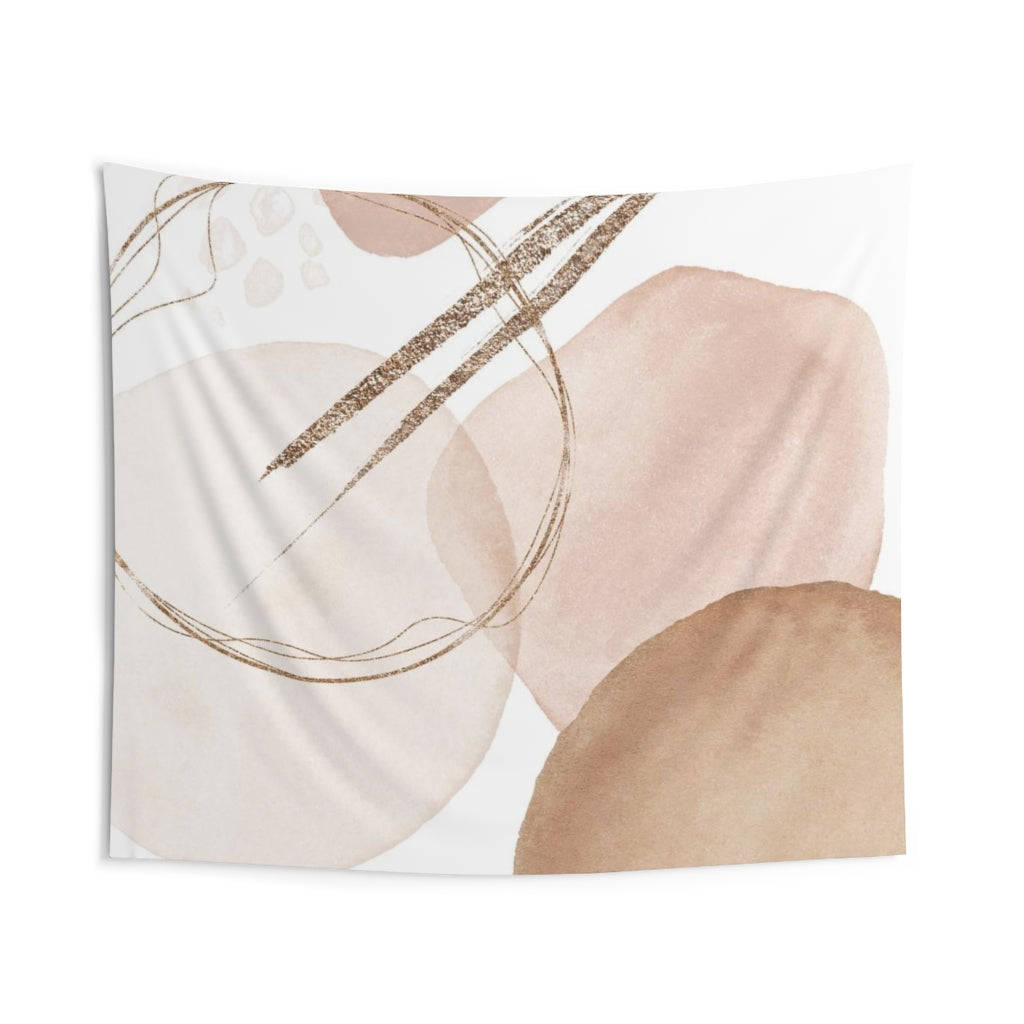 Abstract Tapestry | Blush Pink White Gold Beige