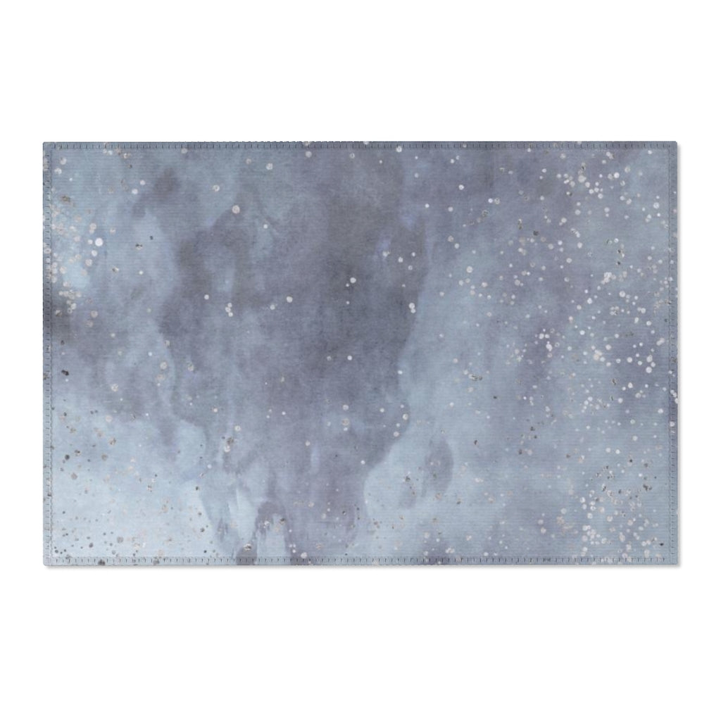 Abstract Area Rug | Blue Silver Ombre