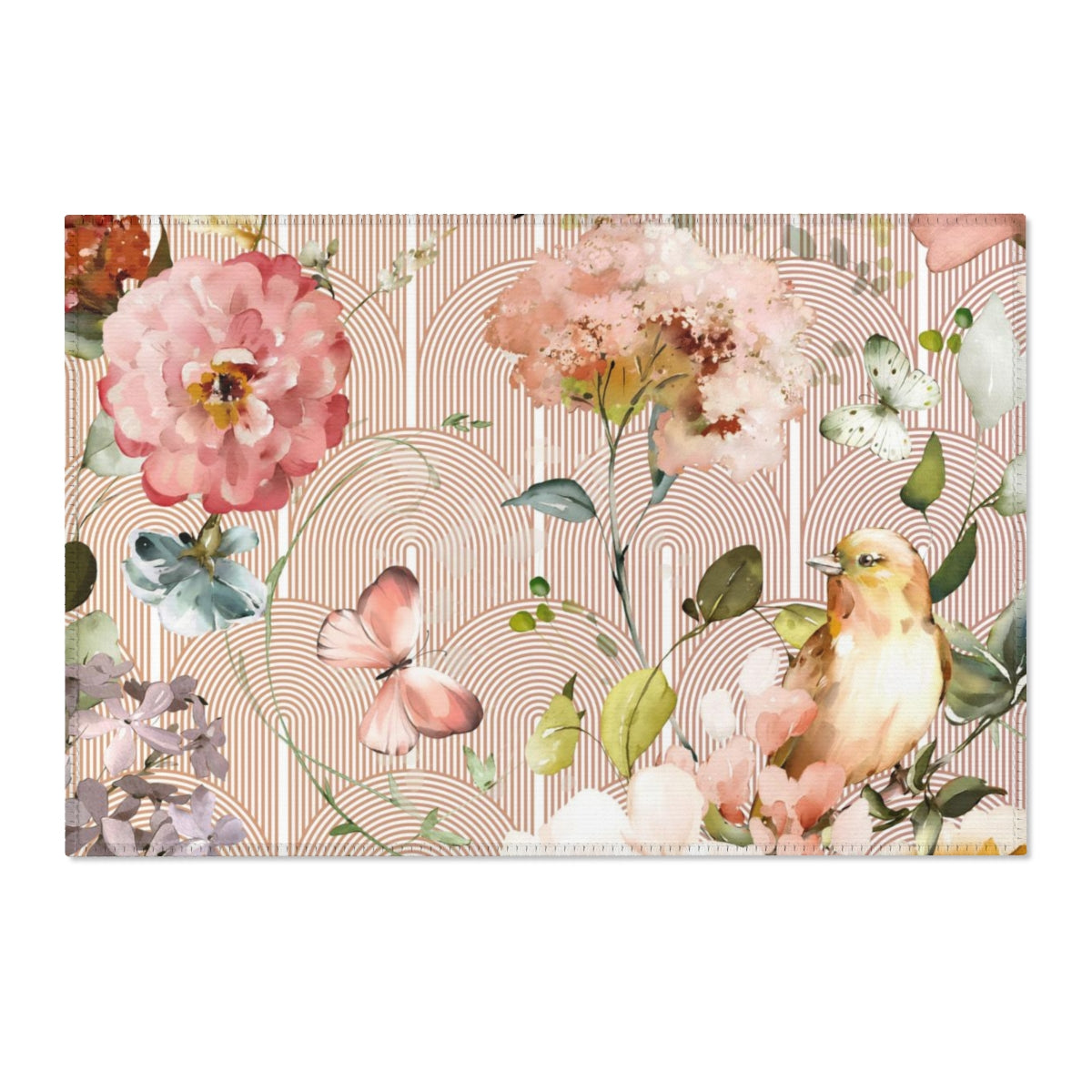 Floral Area Rug | Blush Pink Peach Blossoms