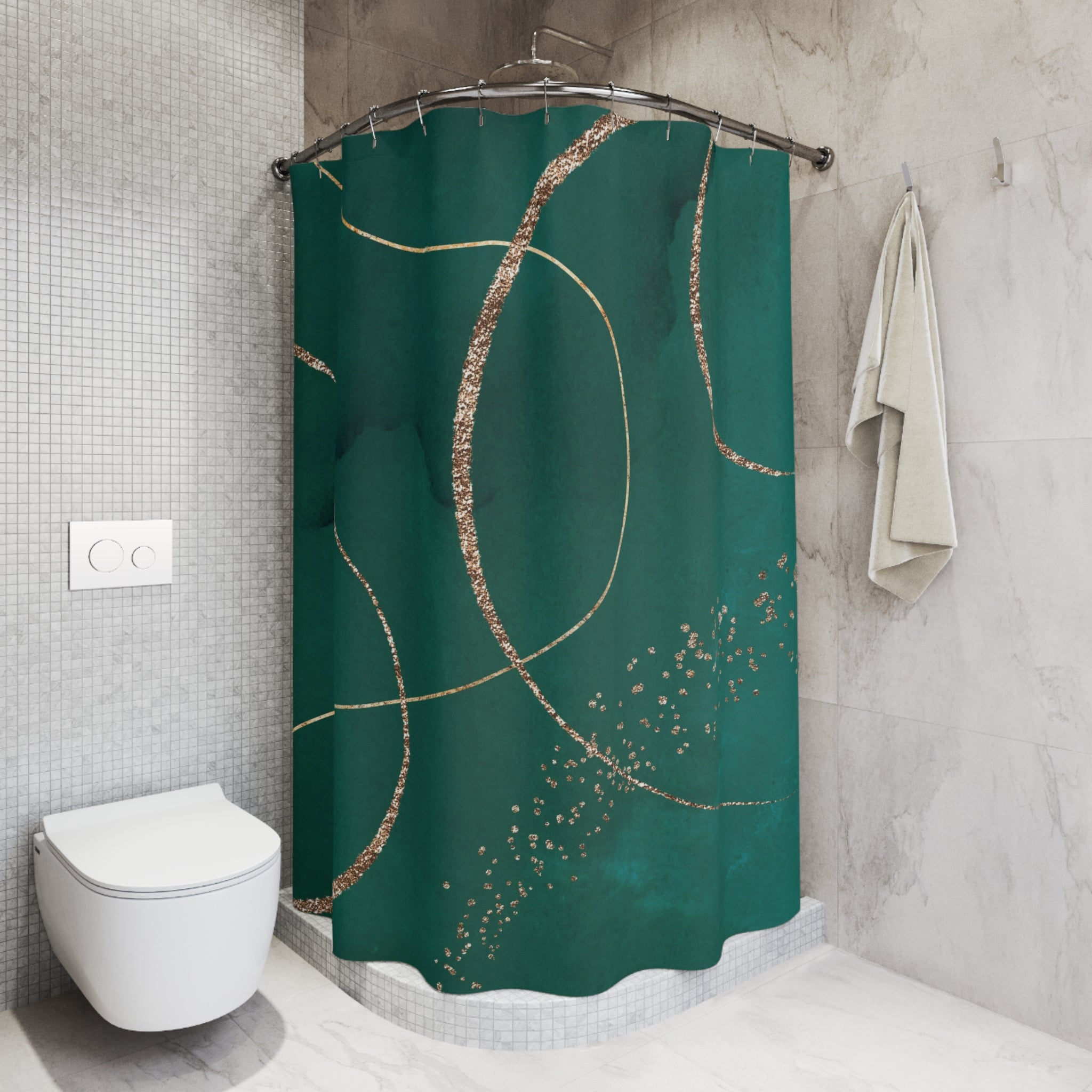 modern boho fabric shower curtain