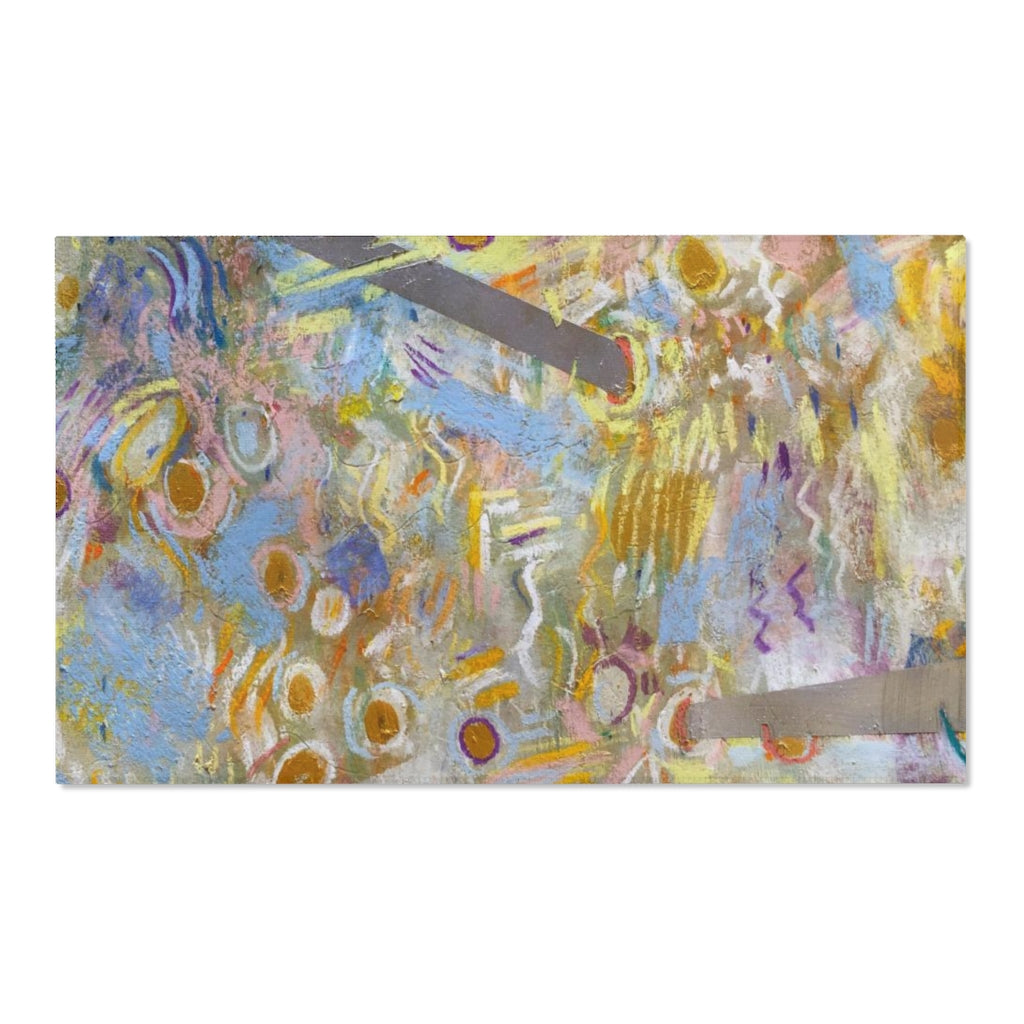 Abstract Area Rug | Beige Blue Orange Acrylic