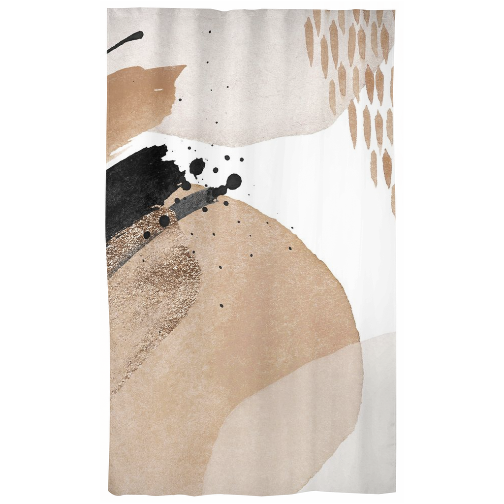 Abstract Window Curtains | Beige Black Cream