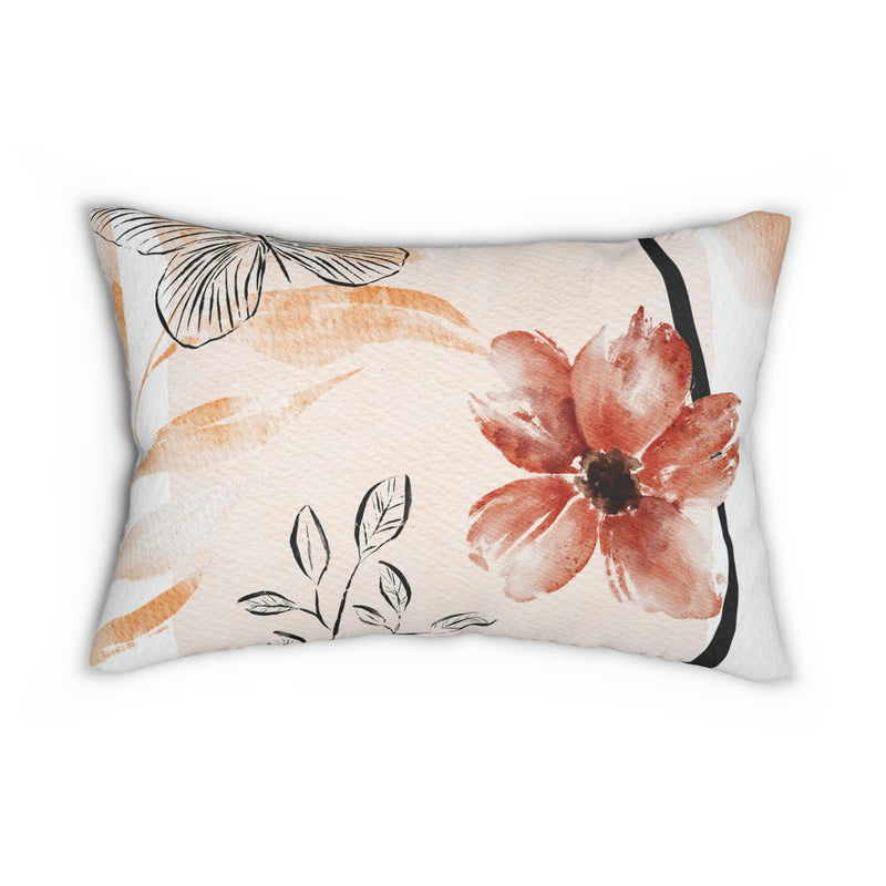 Boho Lumbar Pillow | Beige Butterfly, Floral