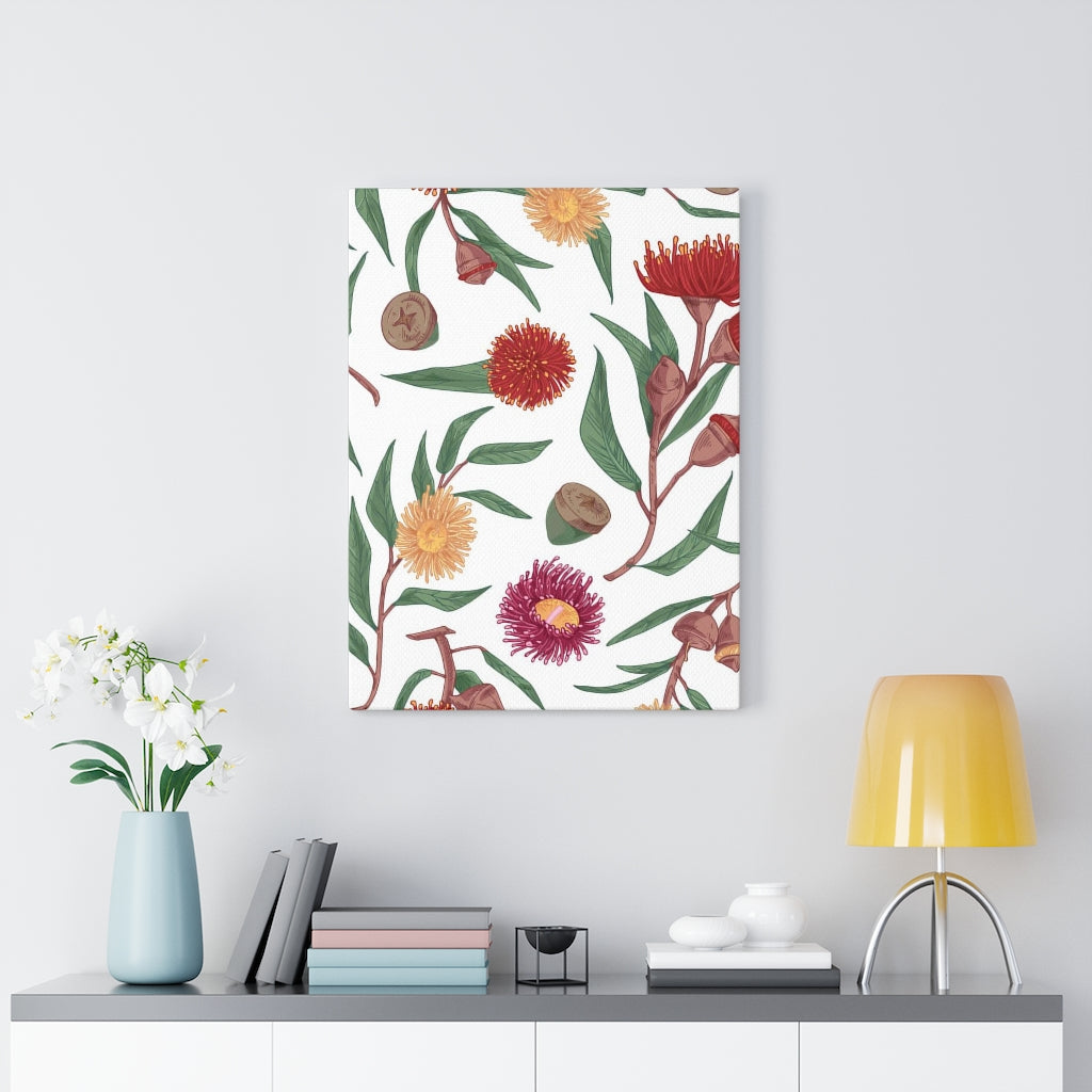 FLORAL CANVAS ART | White Red Green