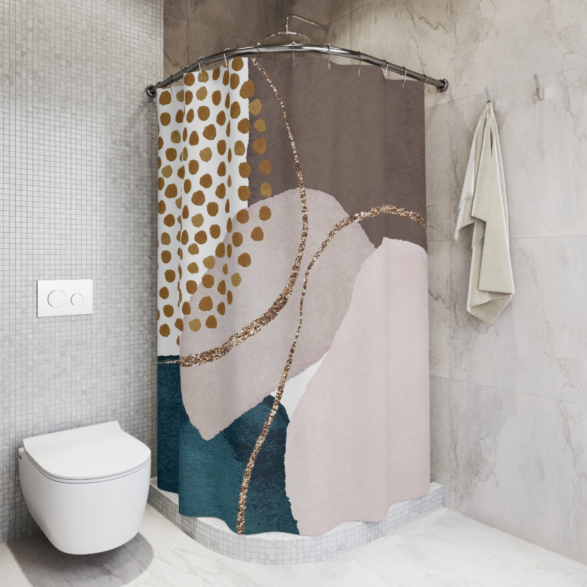 modern boho fabric shower curtain