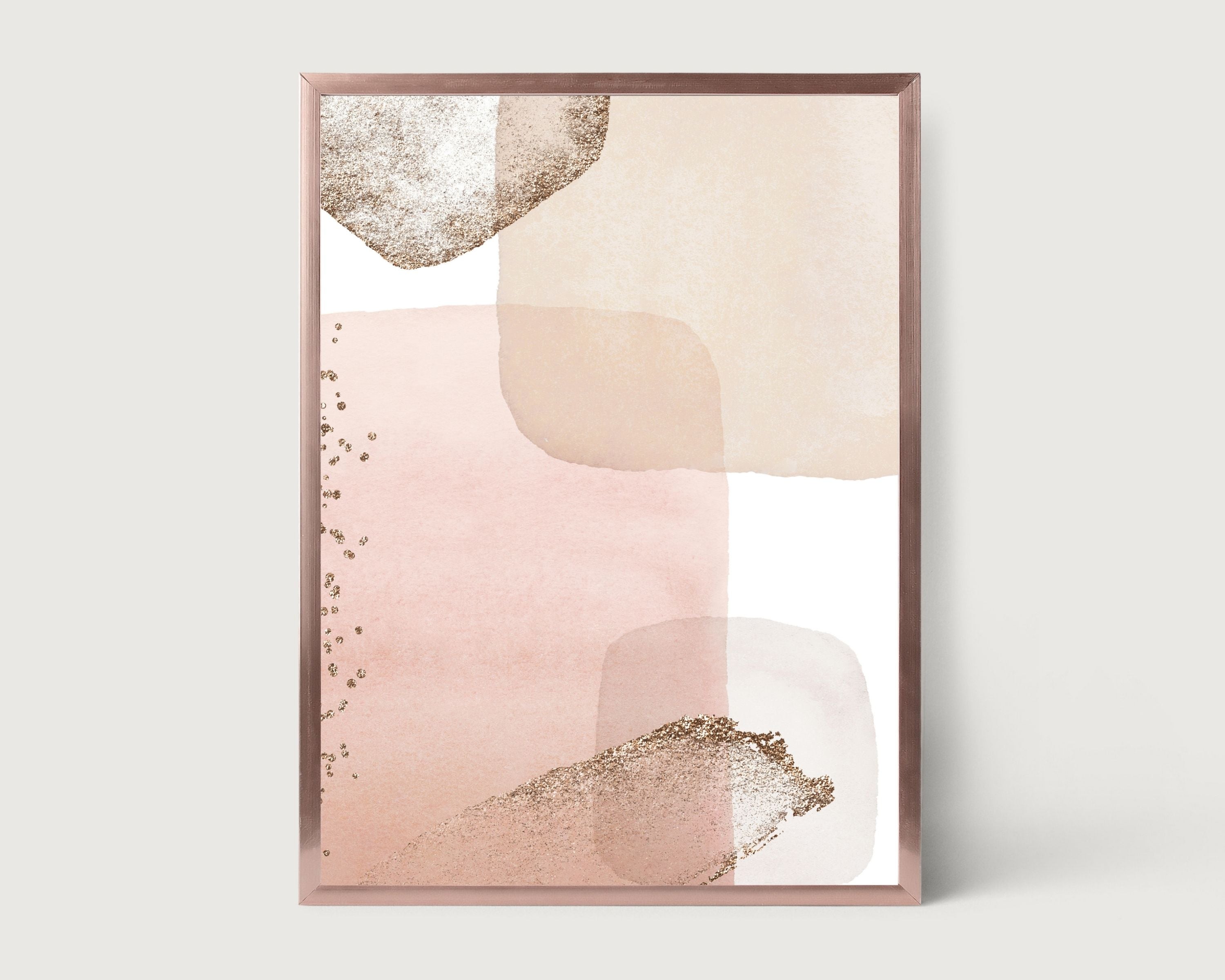 Abstract Boho Art Prints | Rose Gold Beige Cream