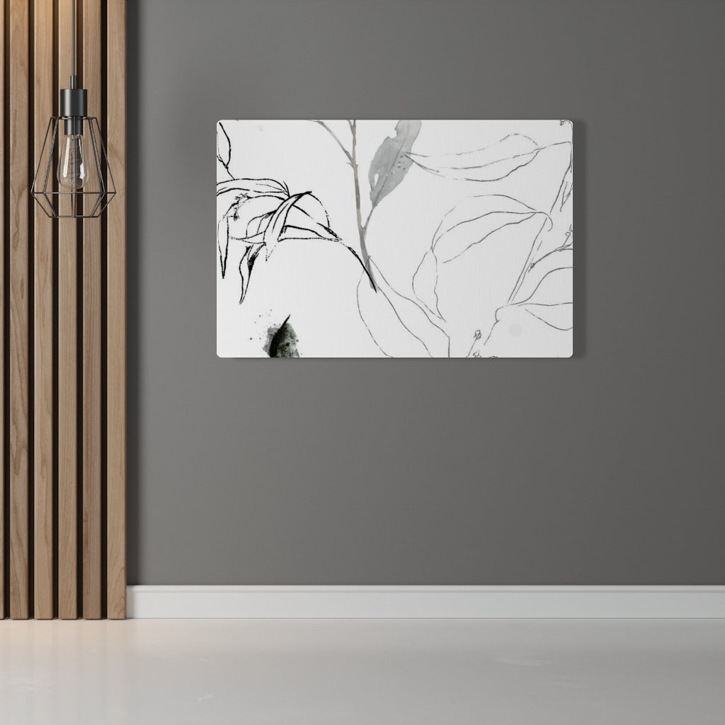 FLORAL WALL CANVAS ART | White Grey Black