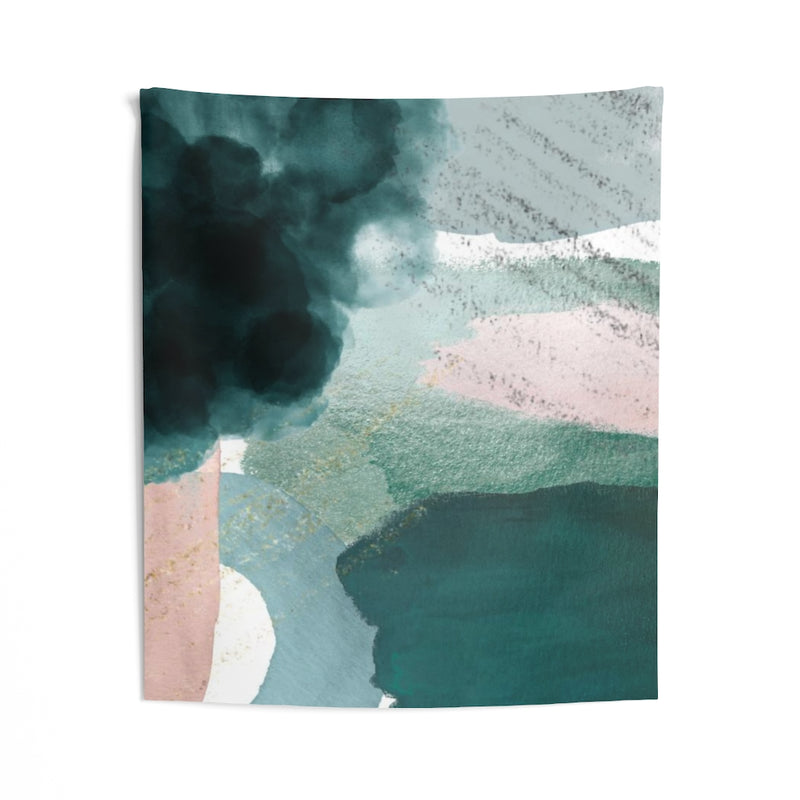 Abstract Tapestry | Green Blush Pink White
