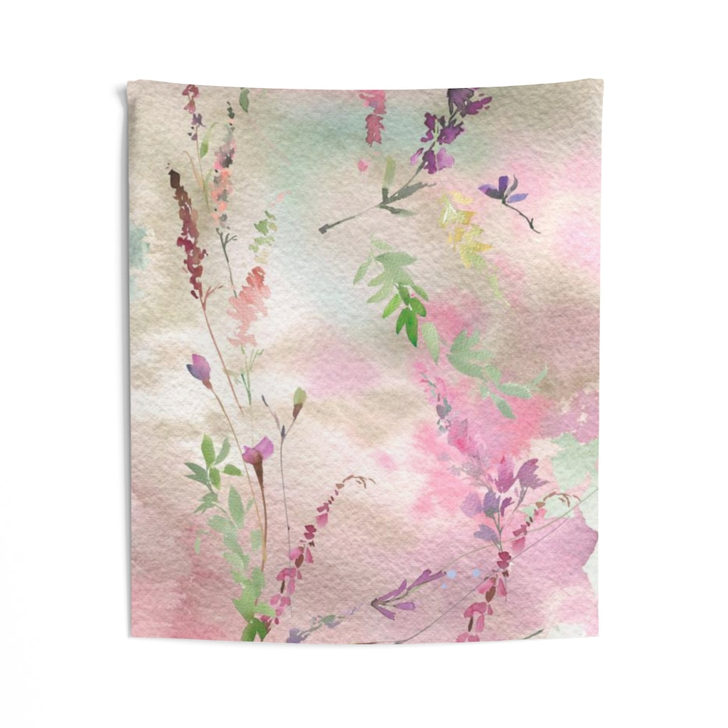 Floral Tapestry | Beige Pastel Pink Green