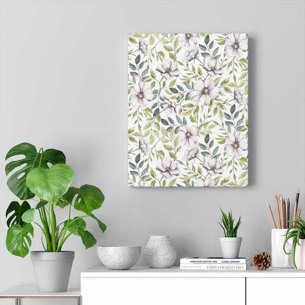 FLORAL CANVAS ART | White Green Purple