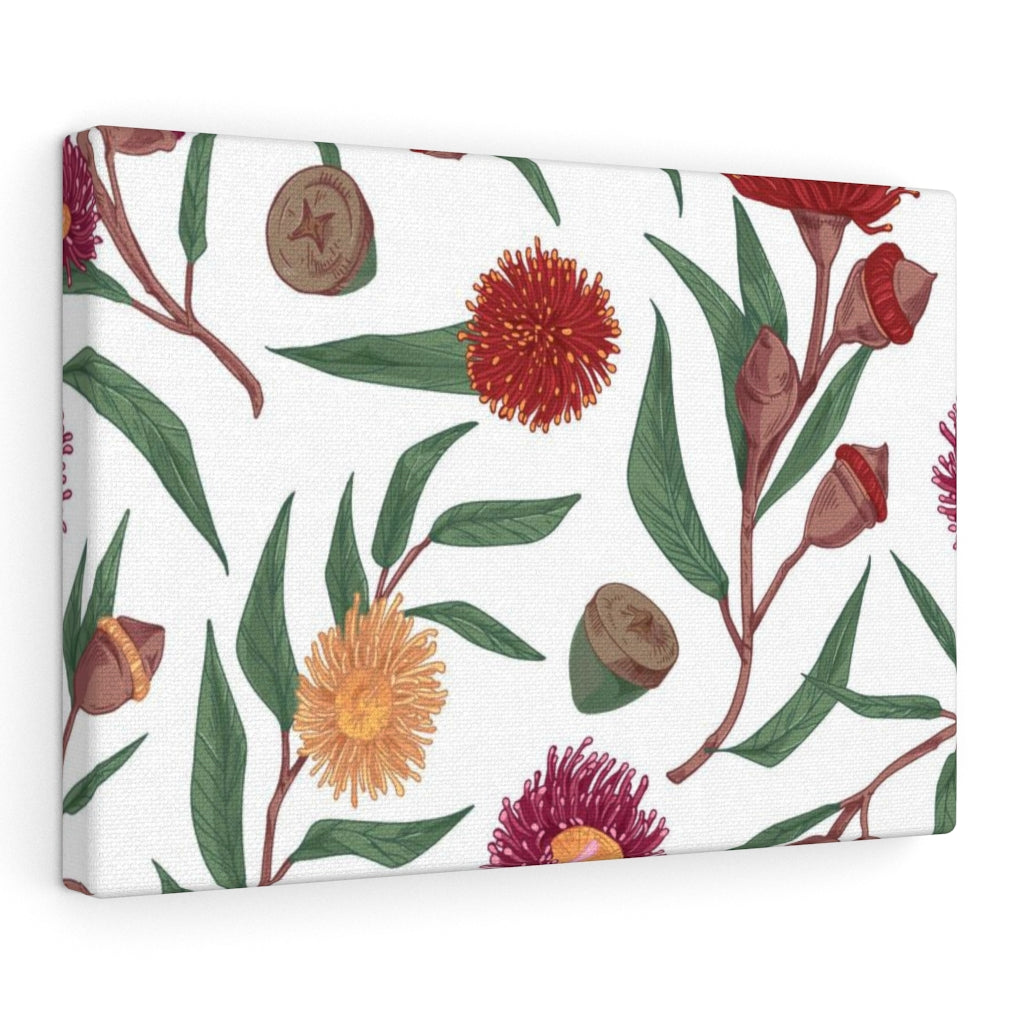 FLORAL CANVAS ART | White Red Green