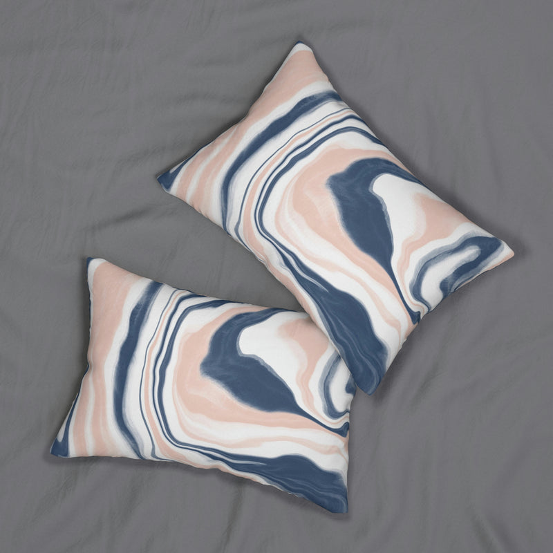 Marble Lumbar Pillow | Blush Pink, Navy