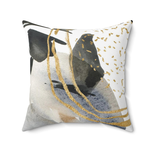 Abstract Pillow Cover | Black Beige Gold