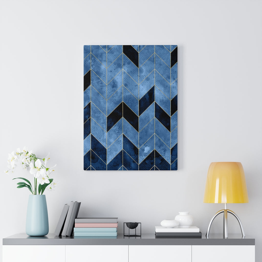 ABSTRACT WALL CANVAS ART | Black Gold Blue