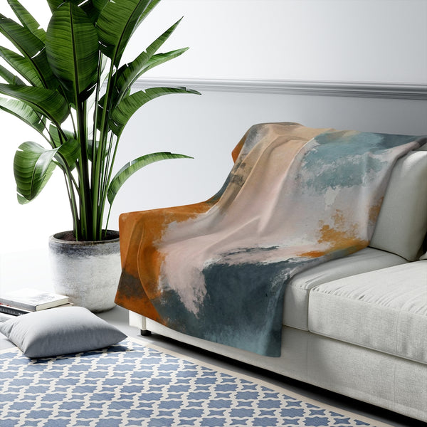Acrylic Comfy Blanket | Rust Blush Pink Blue