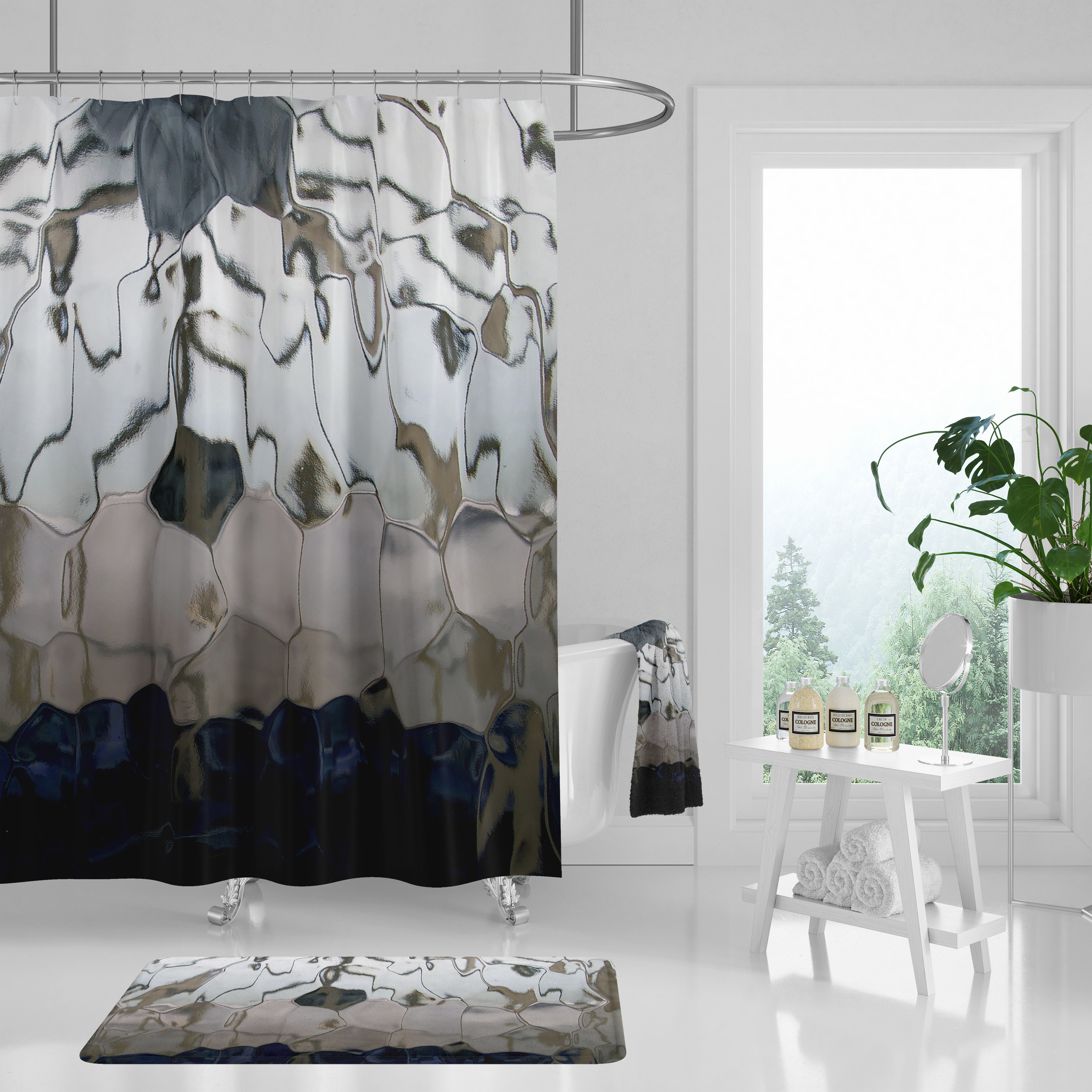 modern boho fabric shower curtain