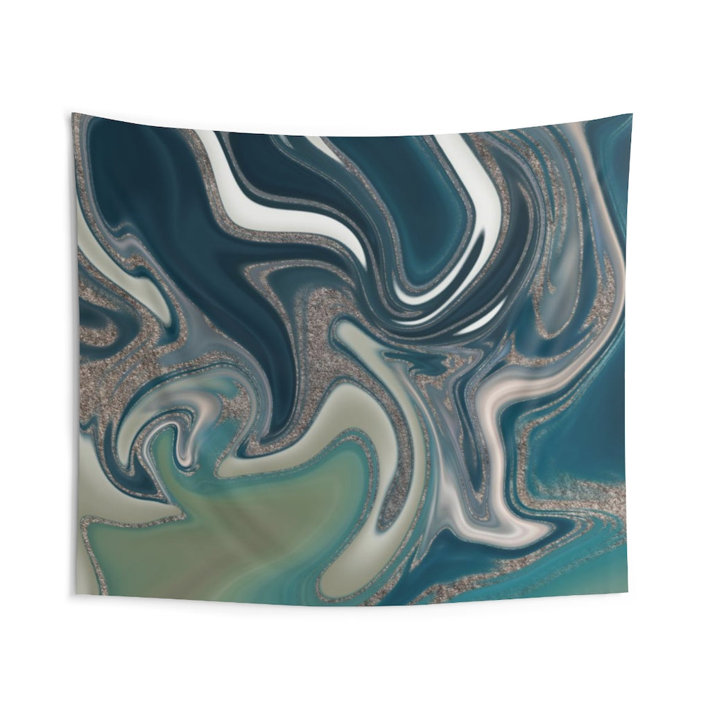 Abstract Tapestry | Green White Lime Teal