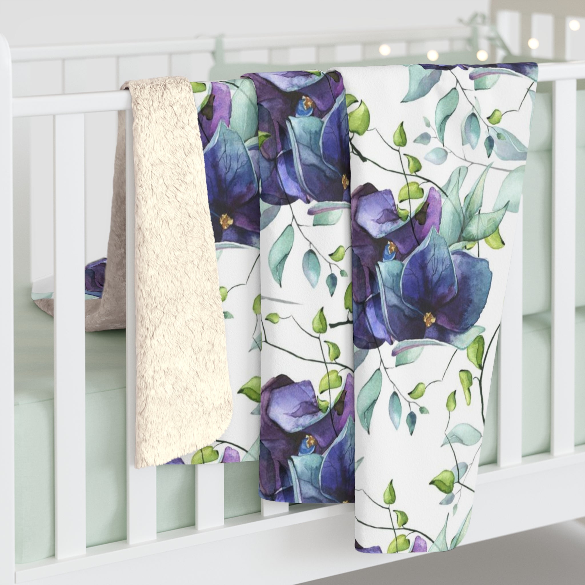 Floral Blanket | Blue Purple White Green Jungle