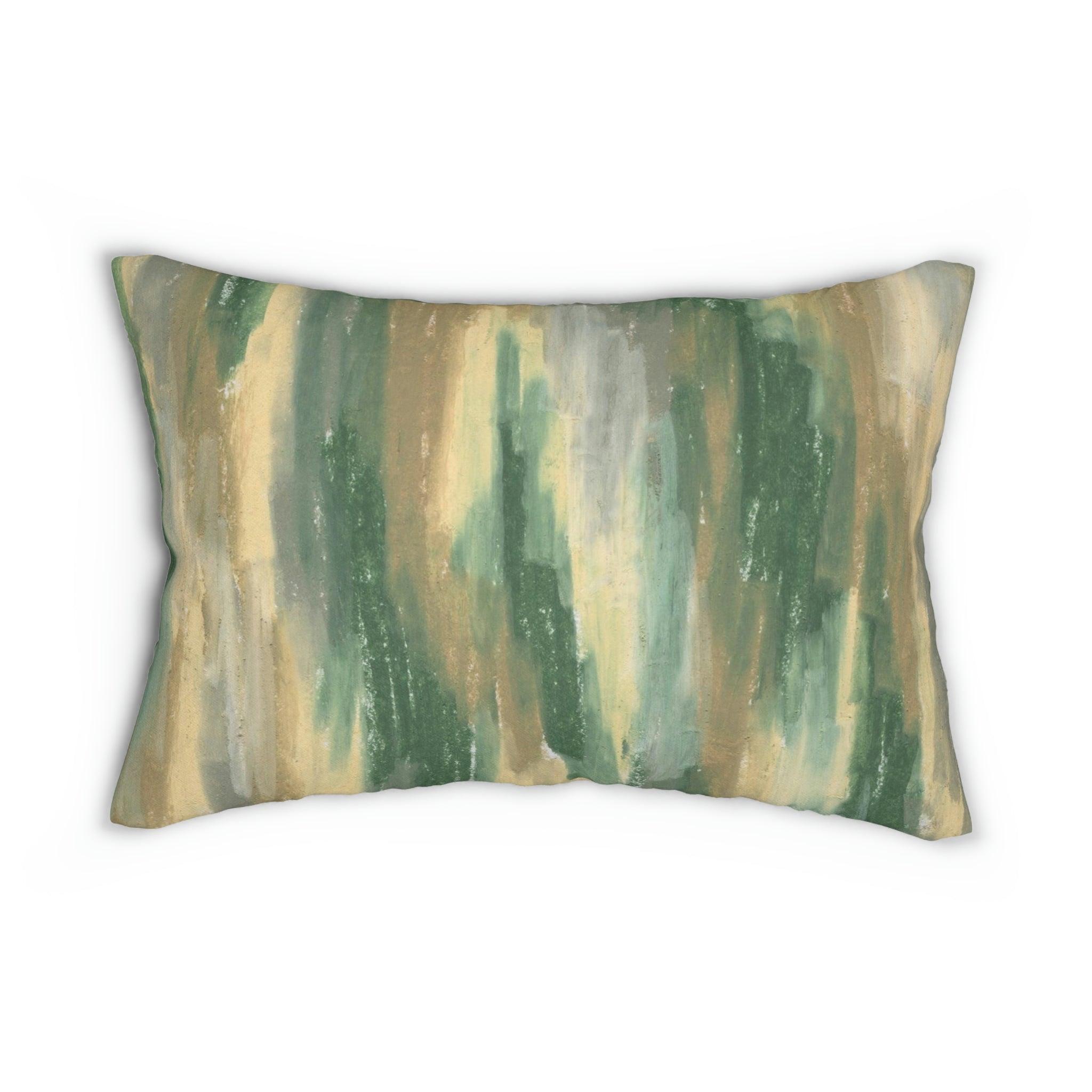 Abstract Lumbar Pillow | Earthy Green Beige Ombre