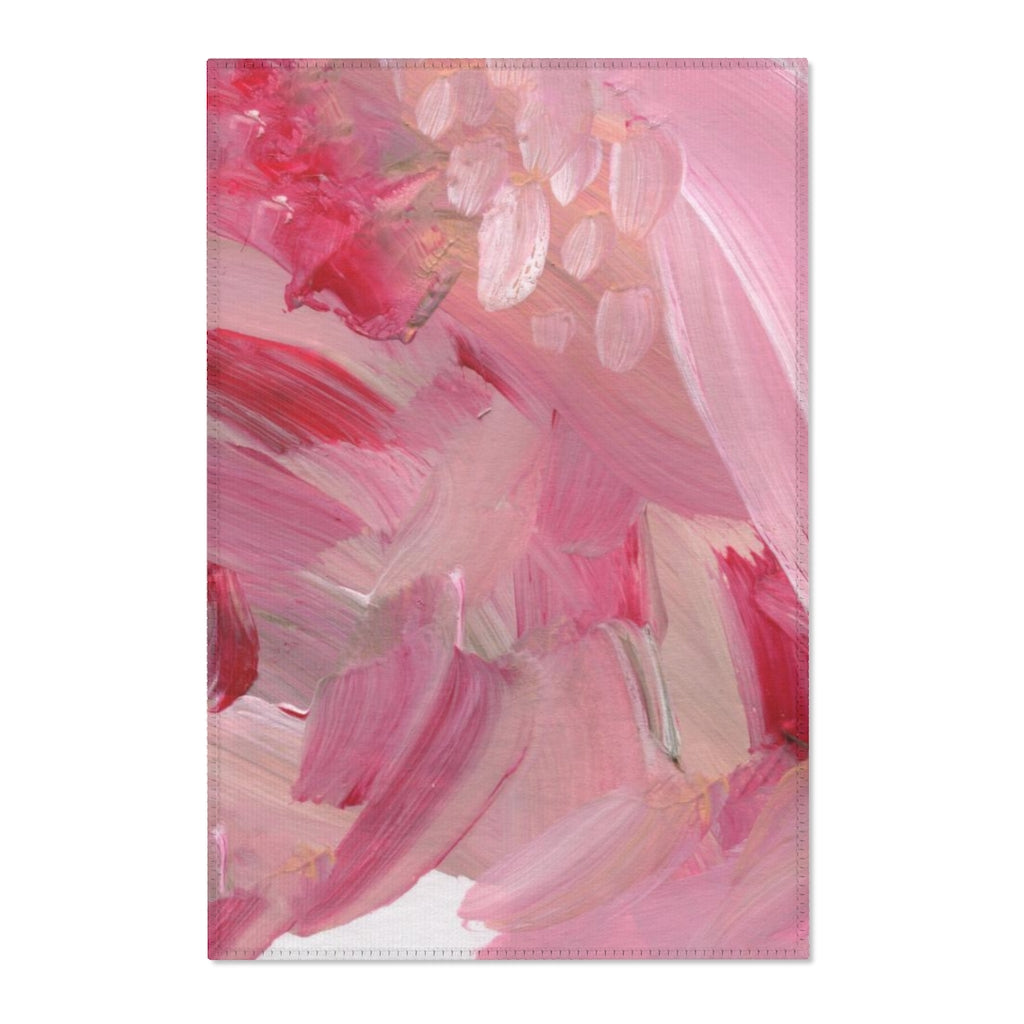 Abstract Area Rug | Pink Red White Pastel Acrylic