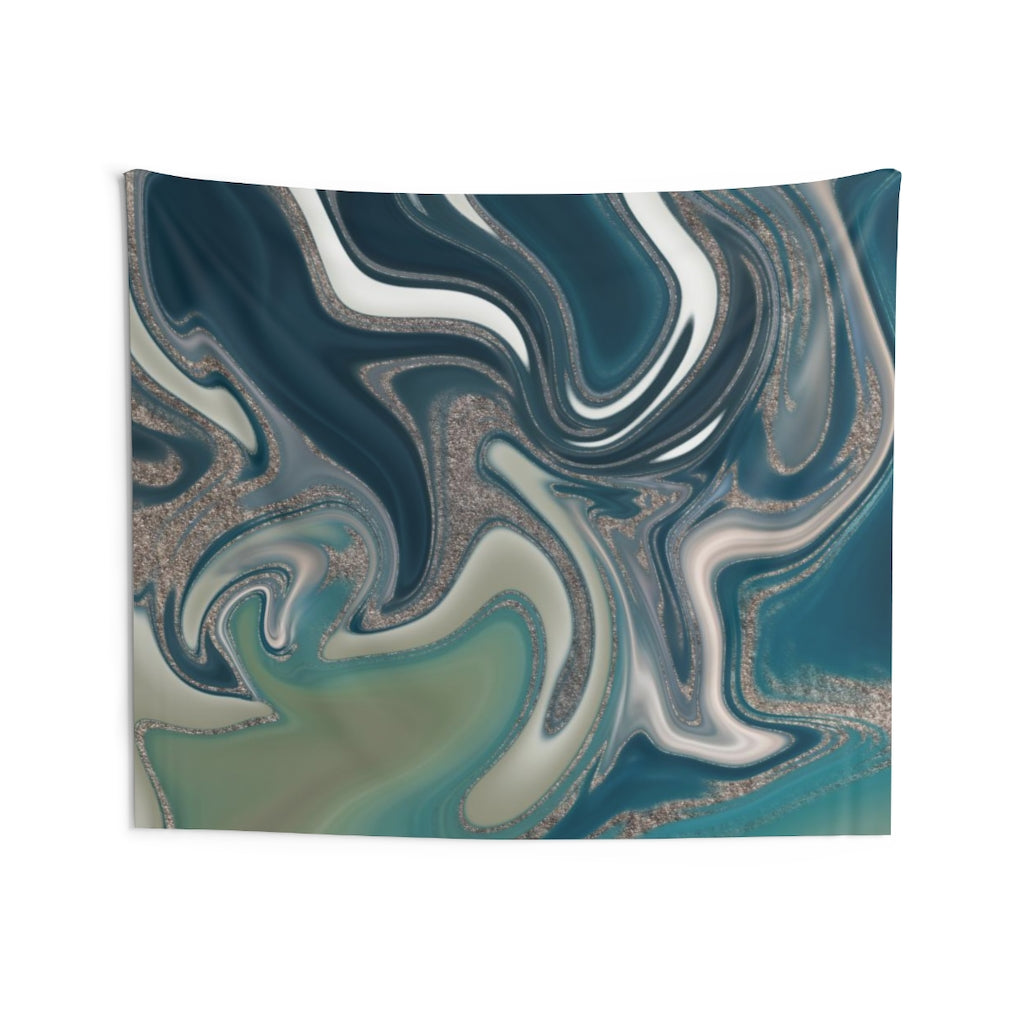 Abstract Tapestry | Green White Lime Teal