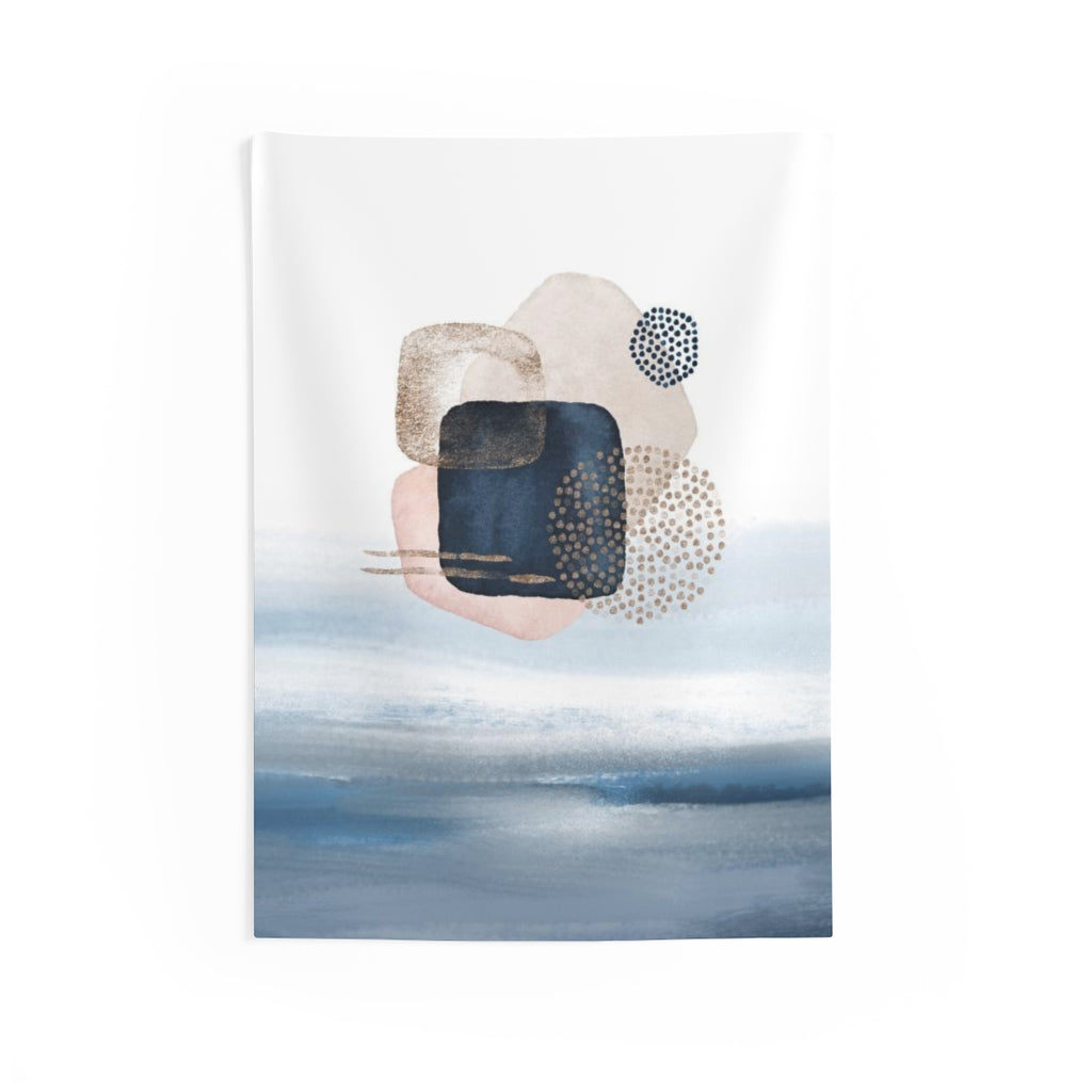 Abstract Tapestry | Navy Blue White Blush Pink