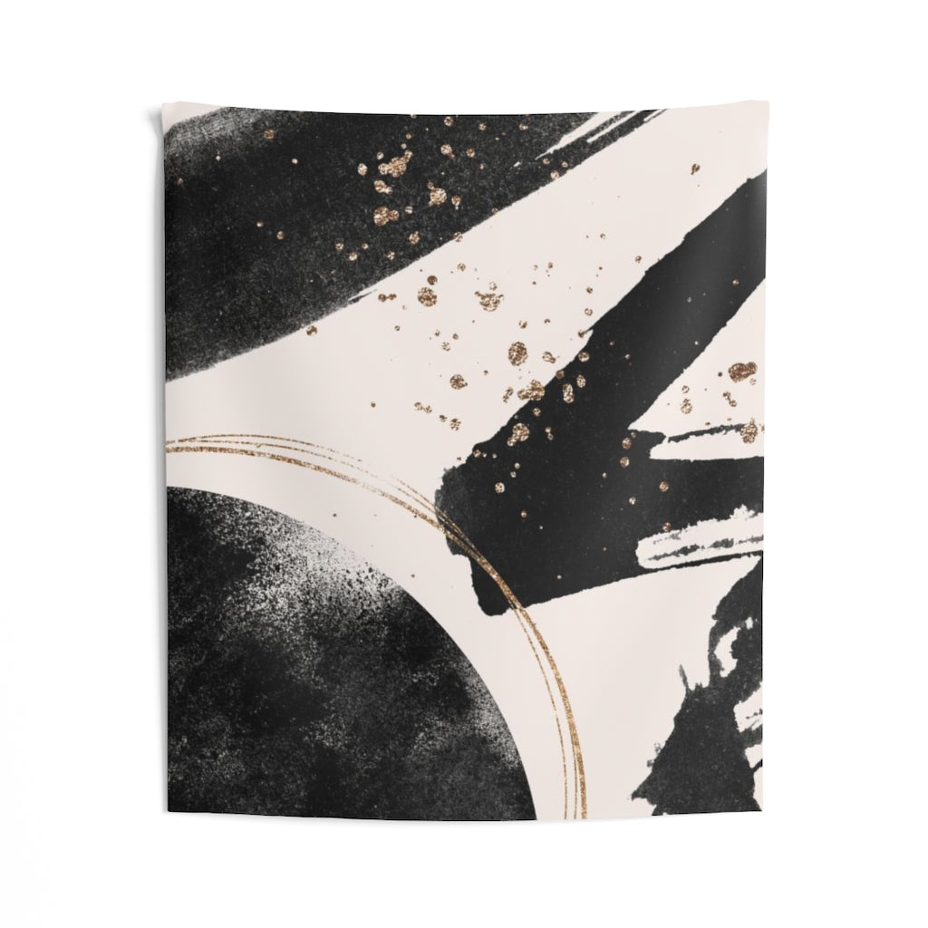 Abstract Tapestry | Beige Black Gold