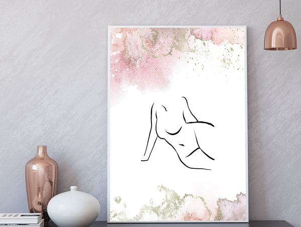 Female Art | White Art Print | Pink Ombre Poster