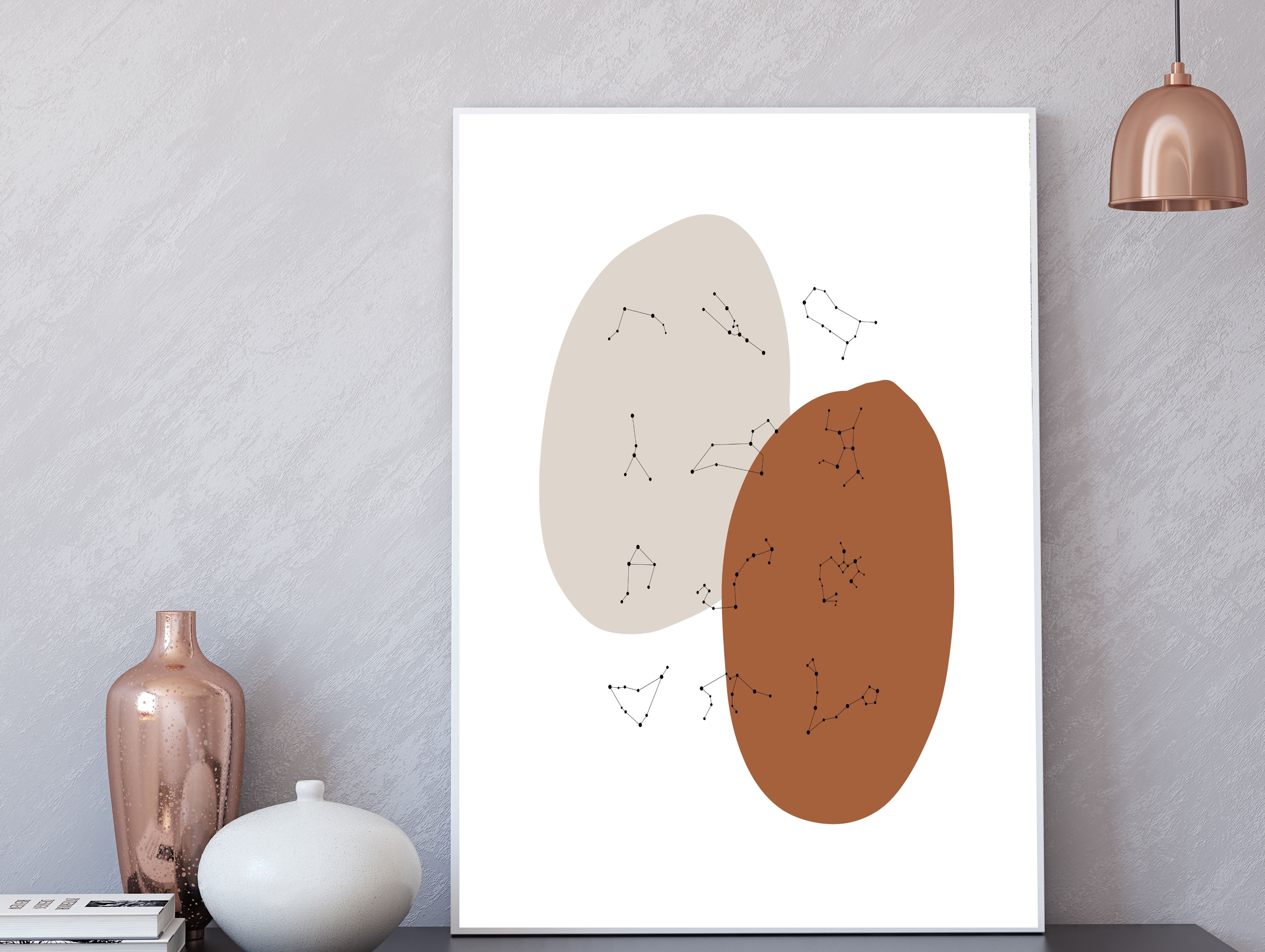 Zodiac Bohemian Art | Beige Brown Art Print | Poster