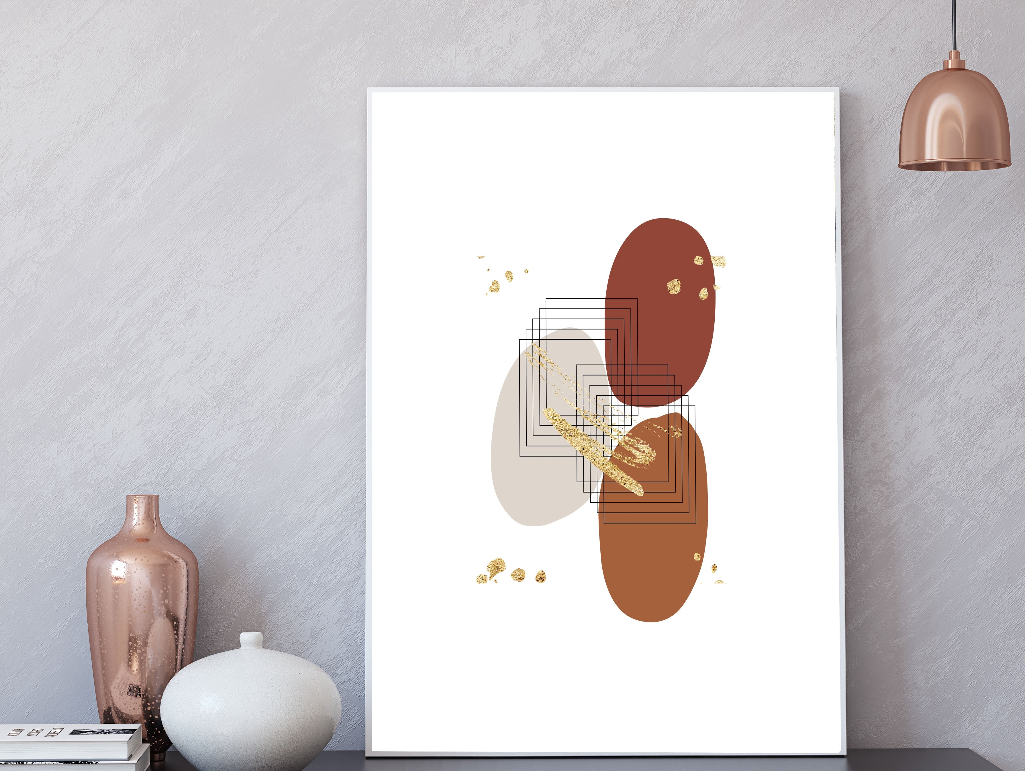 Bohemian Art | Beige Rust Brown Art Print | Poster