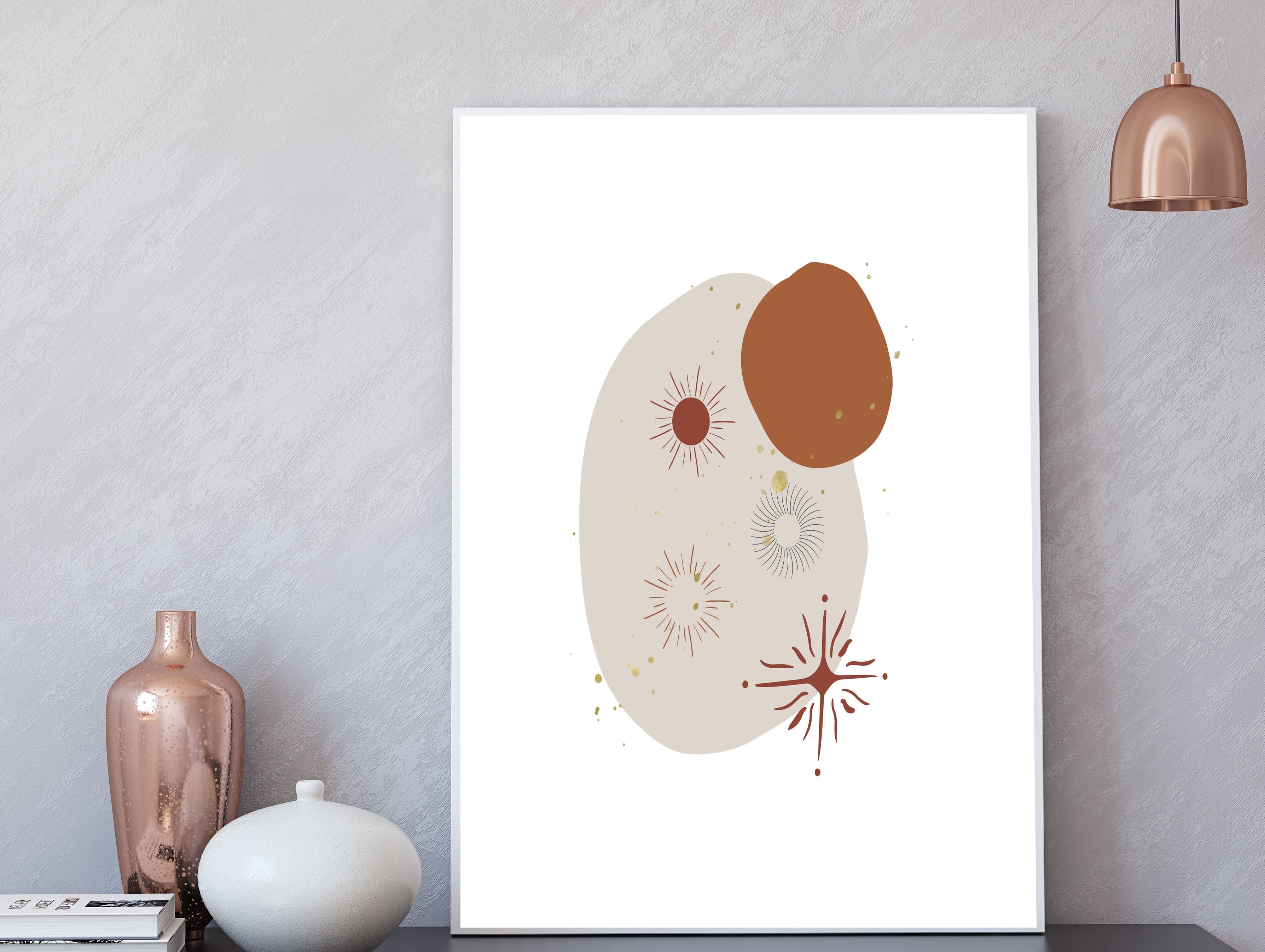 Mystic Bohemian Art | Beige Rust Brown | Cosmic Art Print | Poster