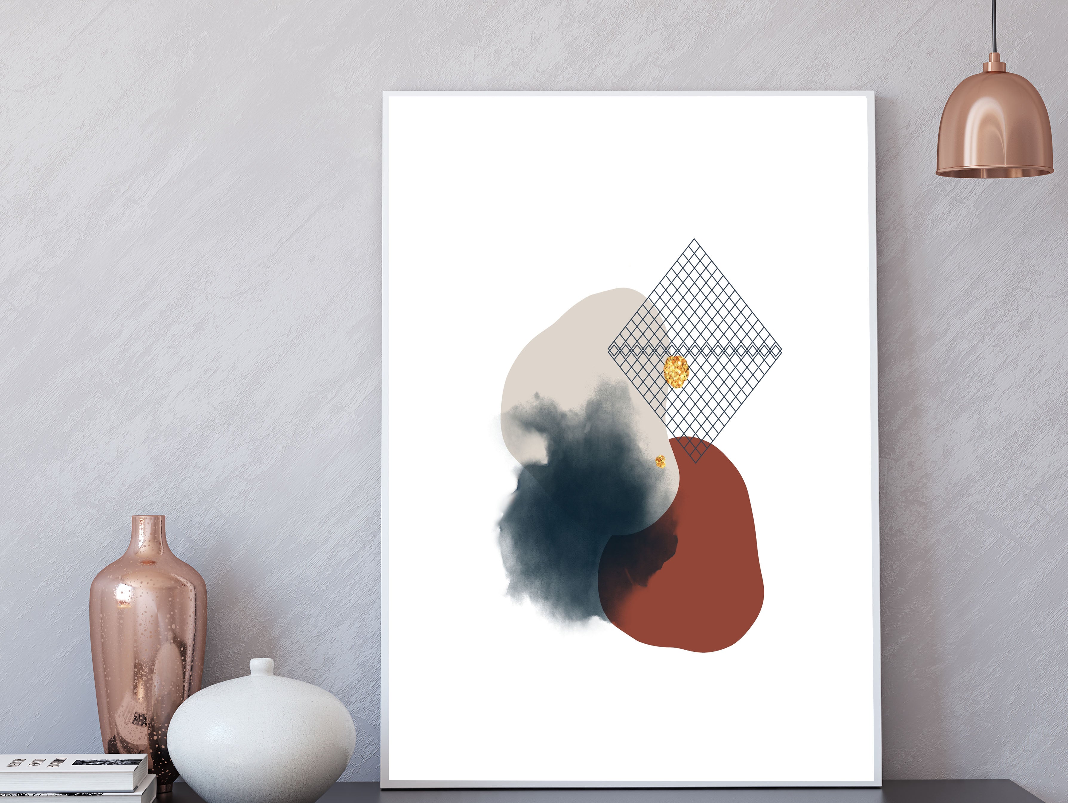 Mystic Bohemian Art | Beige Rust Navy | Art Print | Poster