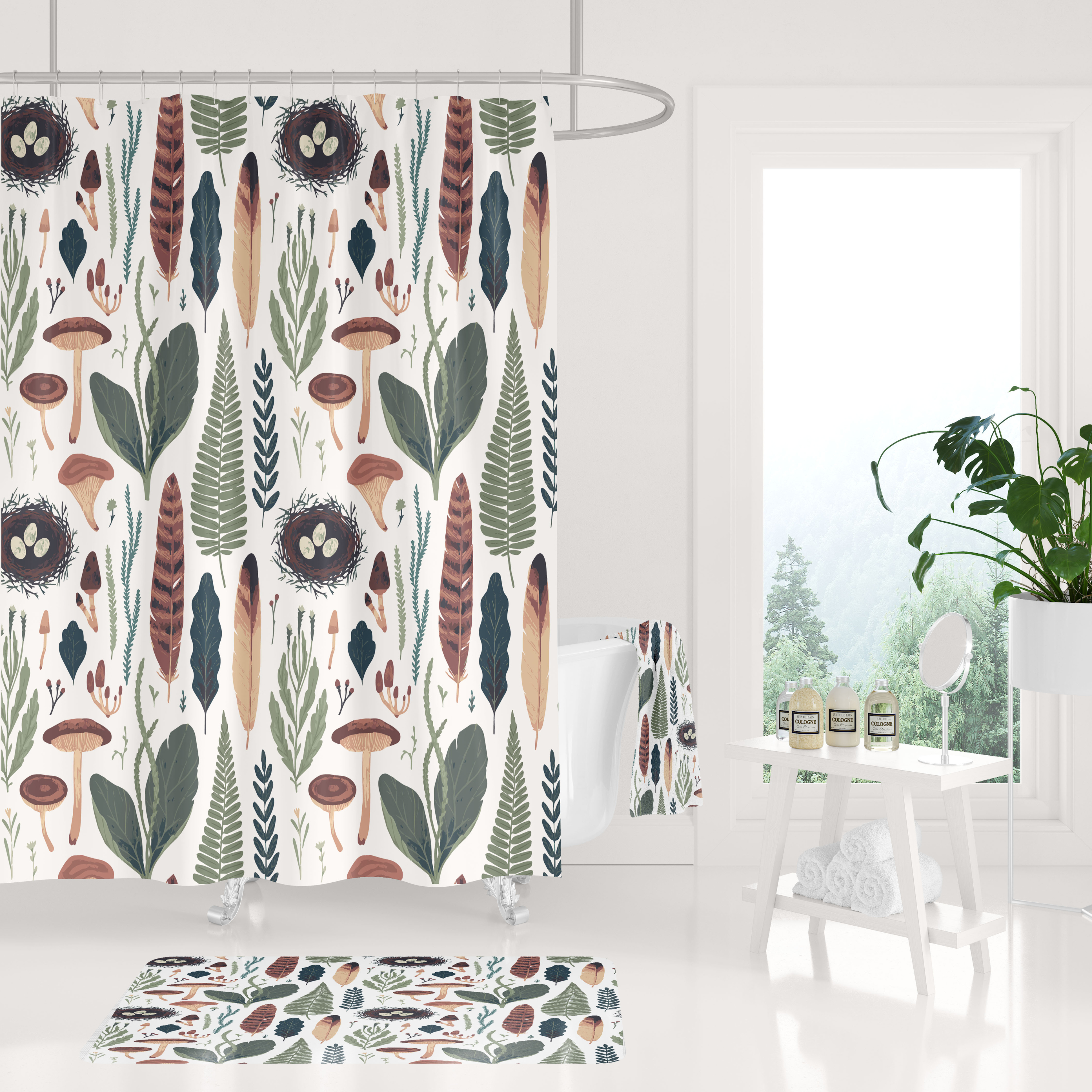 modern boho fabric shower curtain